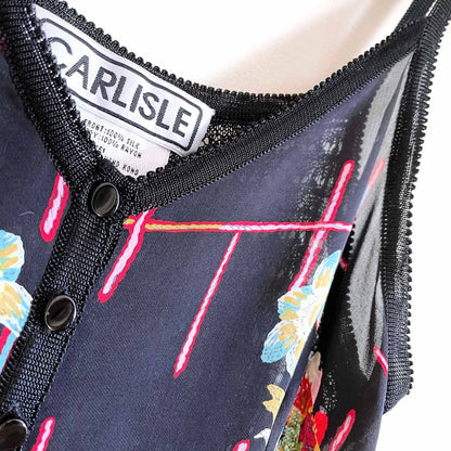 Vintage Carlisle silk knit button down tank - size Small