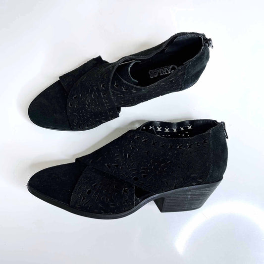 Carlos Santana black suede laser cut Miranda bootie - size 8.5