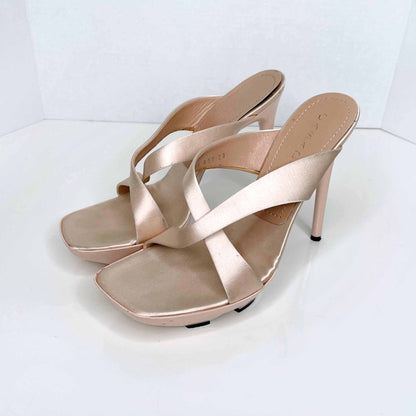 casadei rose gold x-strap slip on pink sandal pump - size 8