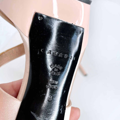 casadei rose gold x-strap slip on pink sandal pump - size 8