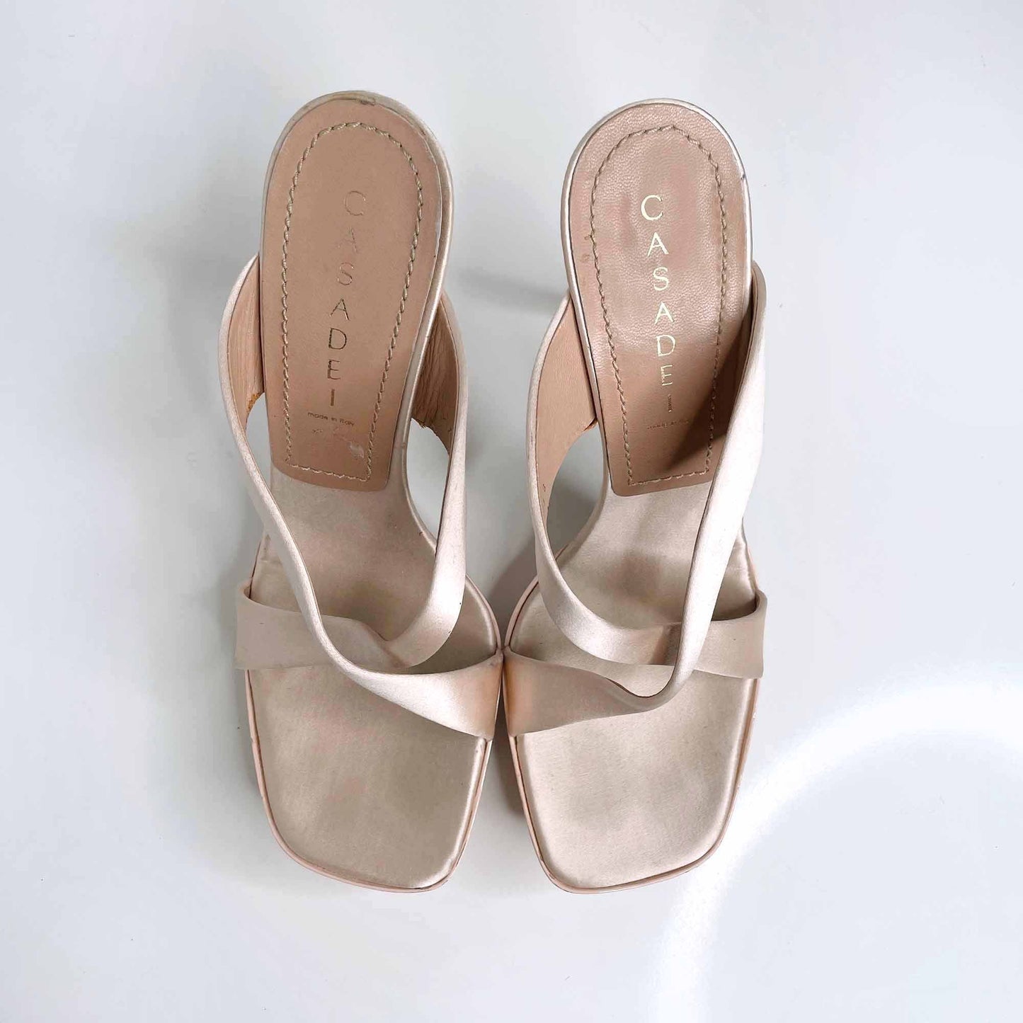 casadei rose gold x-strap slip on pink sandal pump - size 8