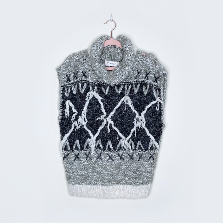 vintage cassidy wool-blend knit boho tassel turtleneck - size medium