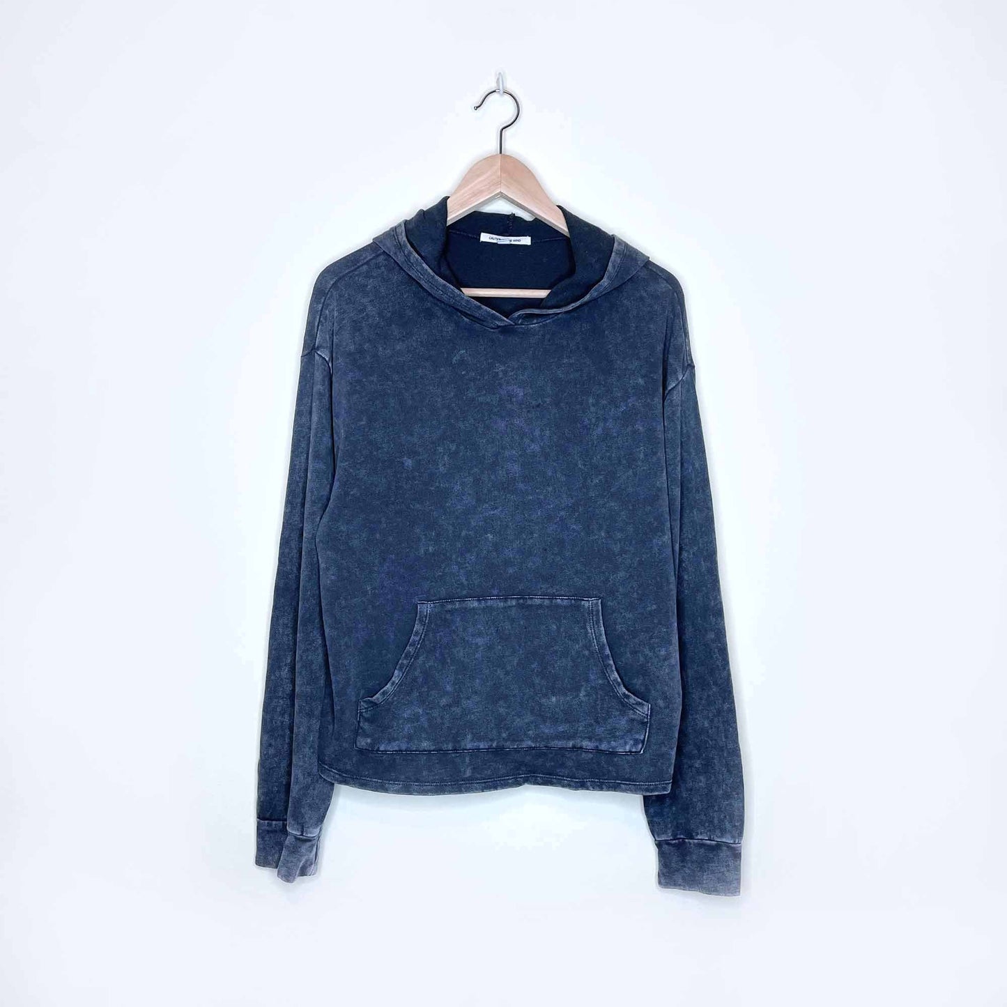 caution to the wind faded black hooded sweatshirt - size medium