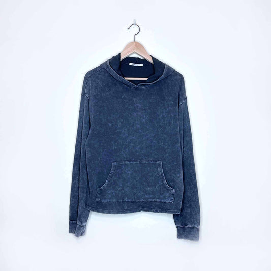 caution to the wind faded black hooded sweatshirt - size medium