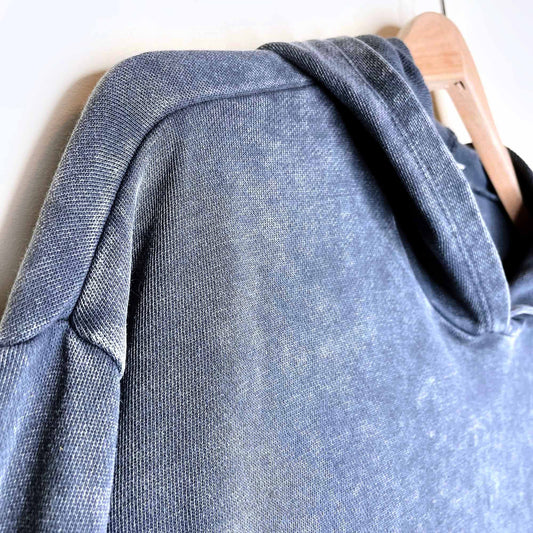 caution to the wind faded black hooded sweatshirt - size medium