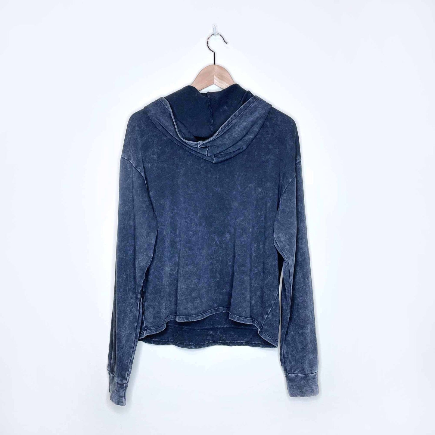 caution to the wind faded black hooded sweatshirt - size medium