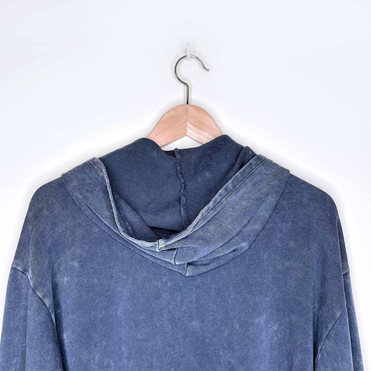caution to the wind faded black hooded sweatshirt - size medium