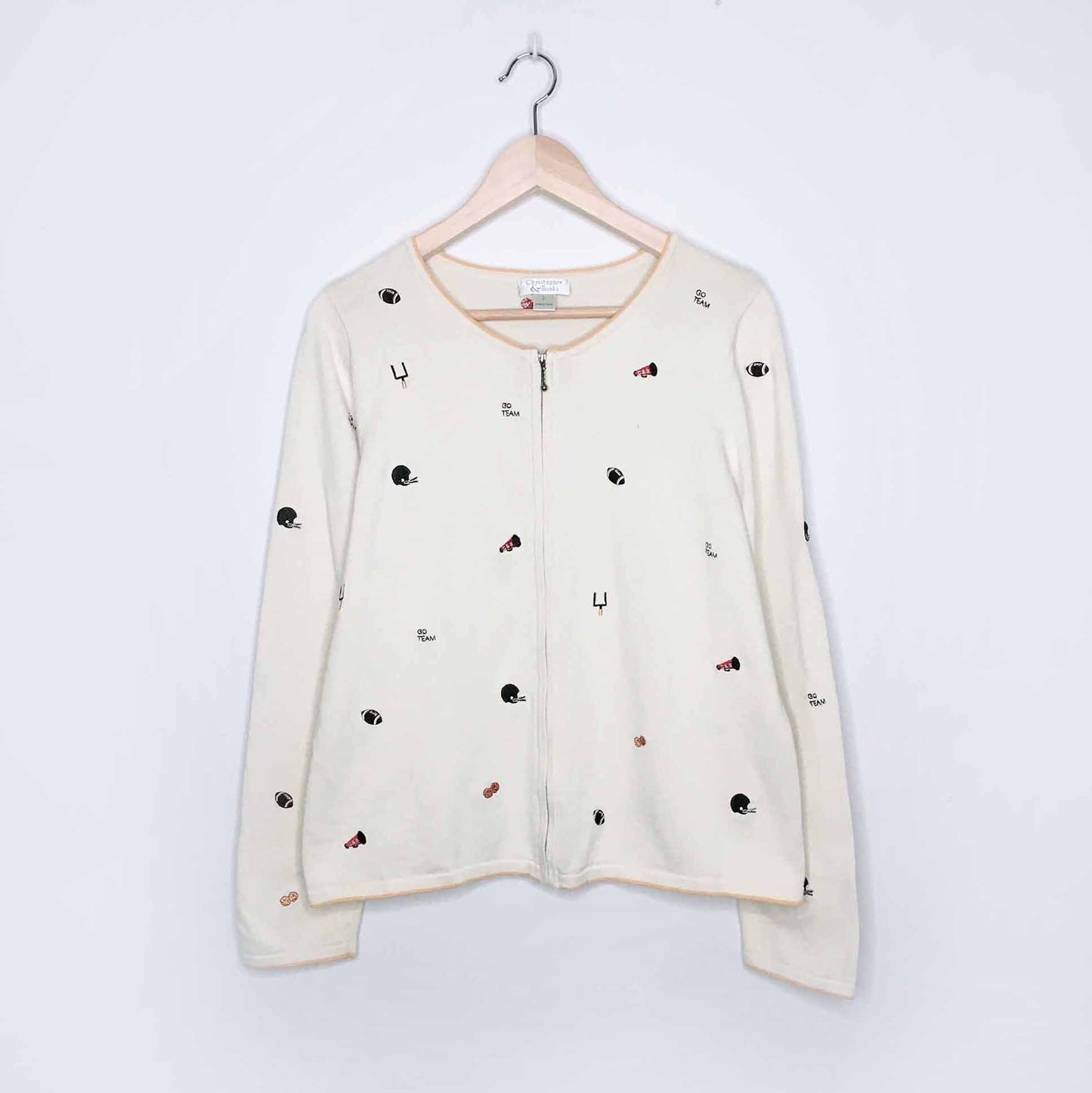 christopher & banks football cardigan - size large