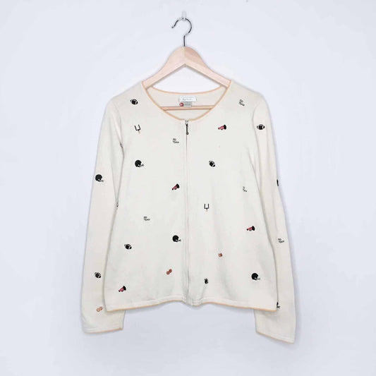 christopher & banks football cardigan - size large