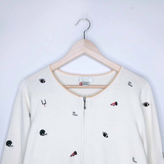 christopher & banks football cardigan - size large