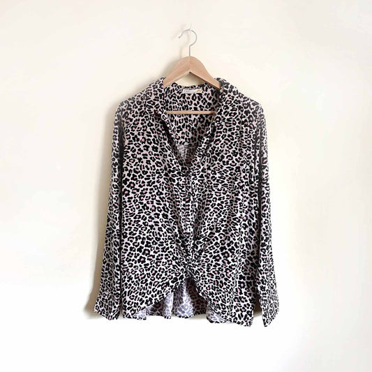 c&c california leopard twist-front button down - size large