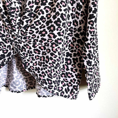 c&c california leopard twist-front button down - size large