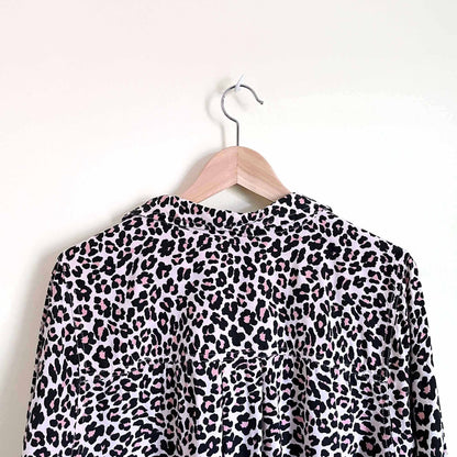 c&c california leopard twist-front button down - size large