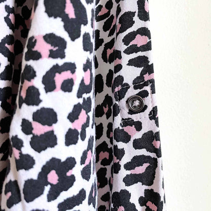 c&c california leopard twist-front button down - size large