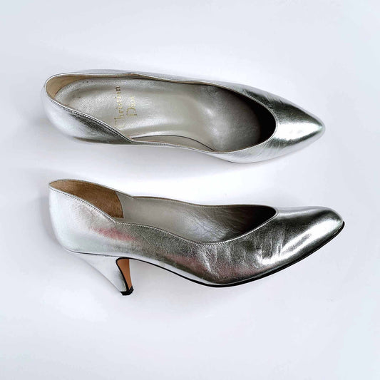 vintage christian dior scalloped metallic heels - size 37