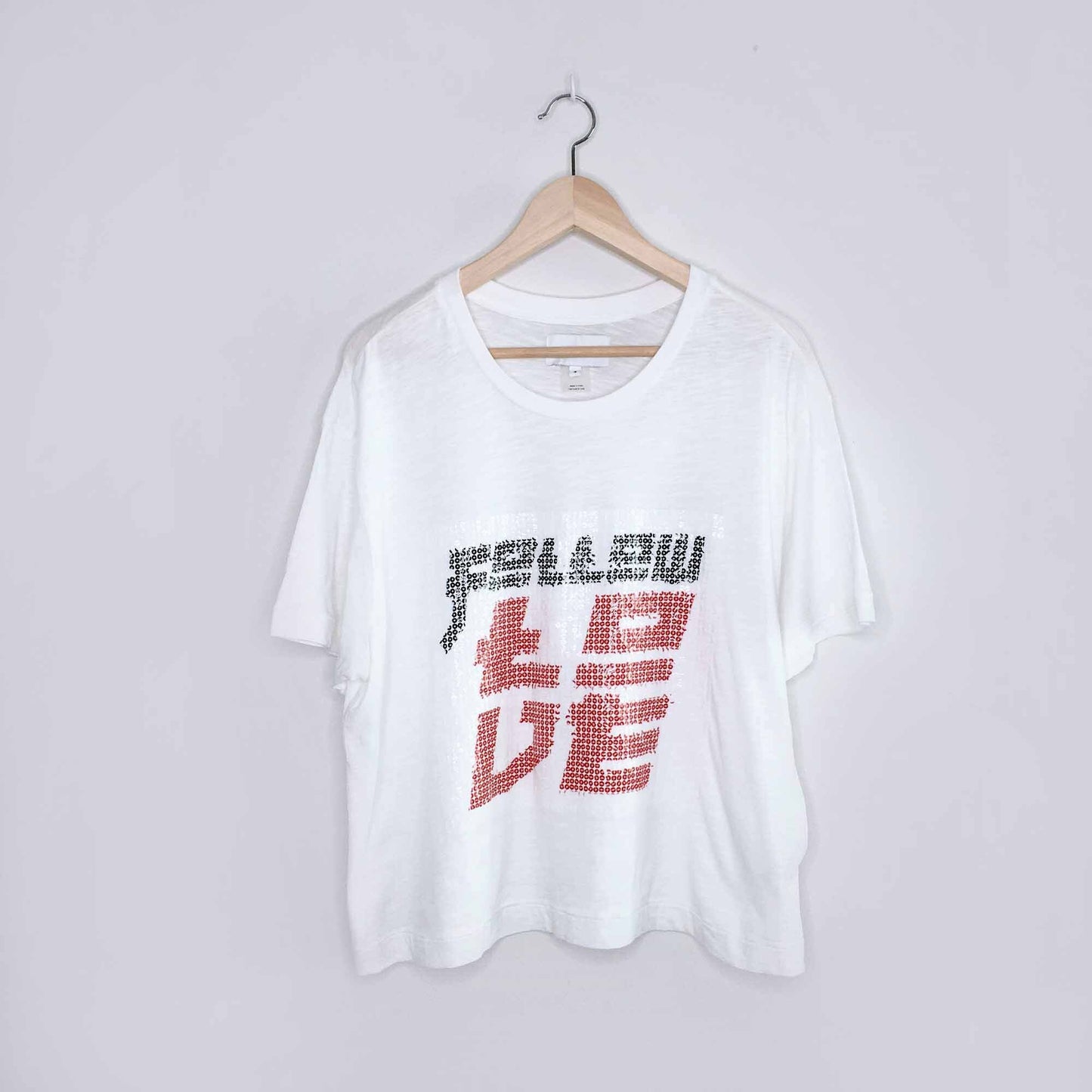 current elliott the clary sequin graphic tee - size 3 (large)