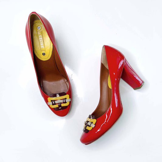 céline red patent leather pumps - size 38.5