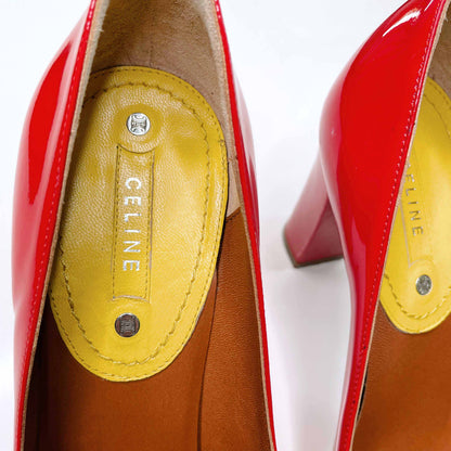 céline red patent leather pumps - size 38.5