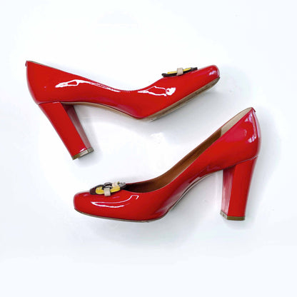 céline red patent leather pumps - size 38.5