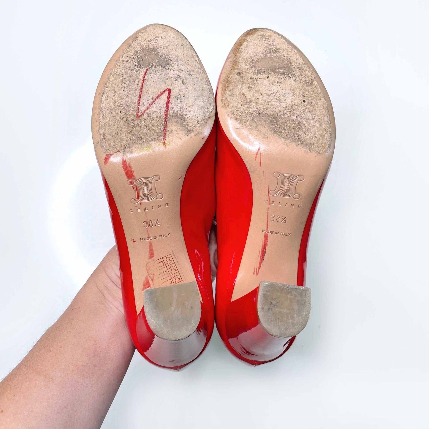 céline red patent leather pumps - size 38.5