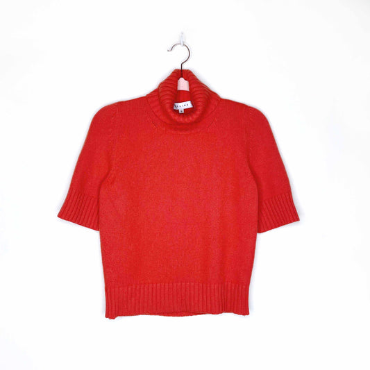 céline orange short sleeve cashmere turtleneck - size small
