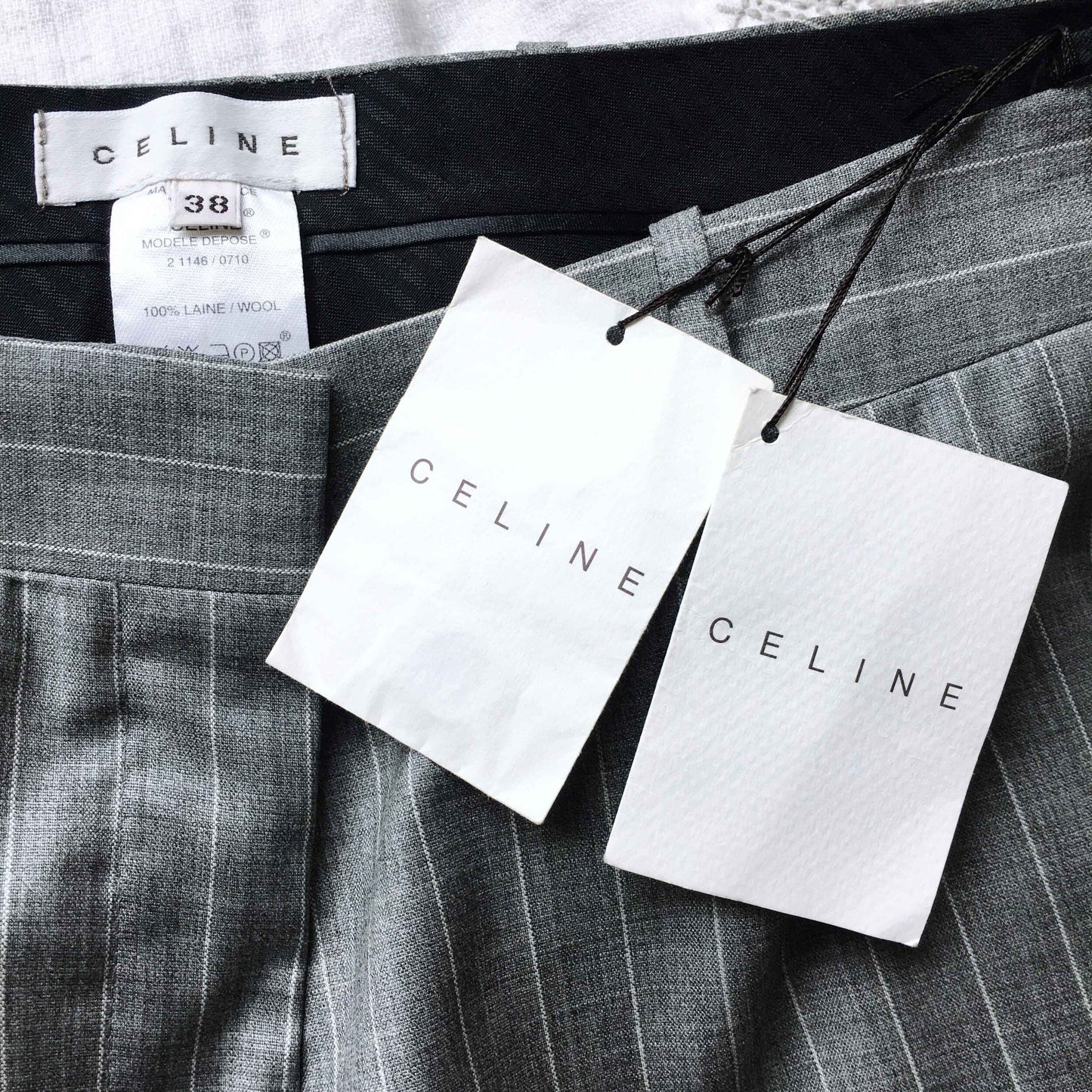 nwt celine high-rise striped wool trouser - size 38