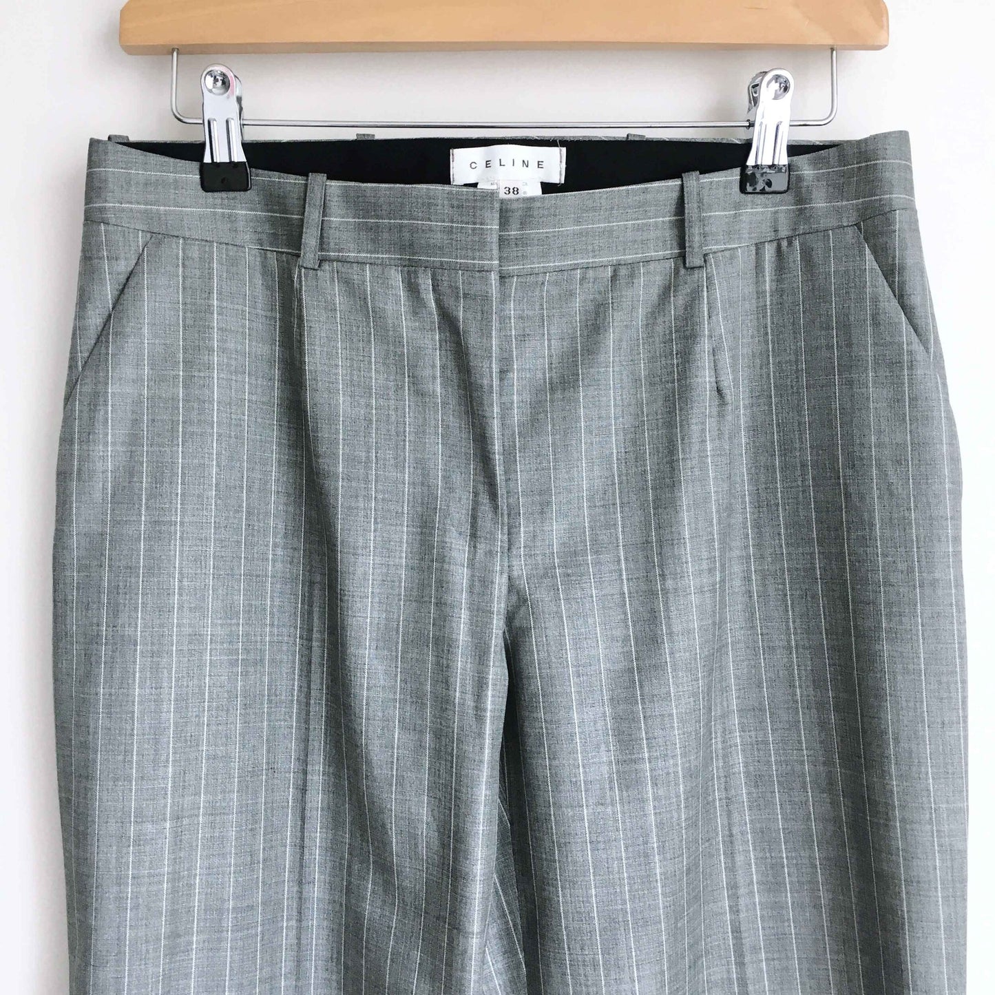 nwt celine high-rise striped wool trouser - size 38