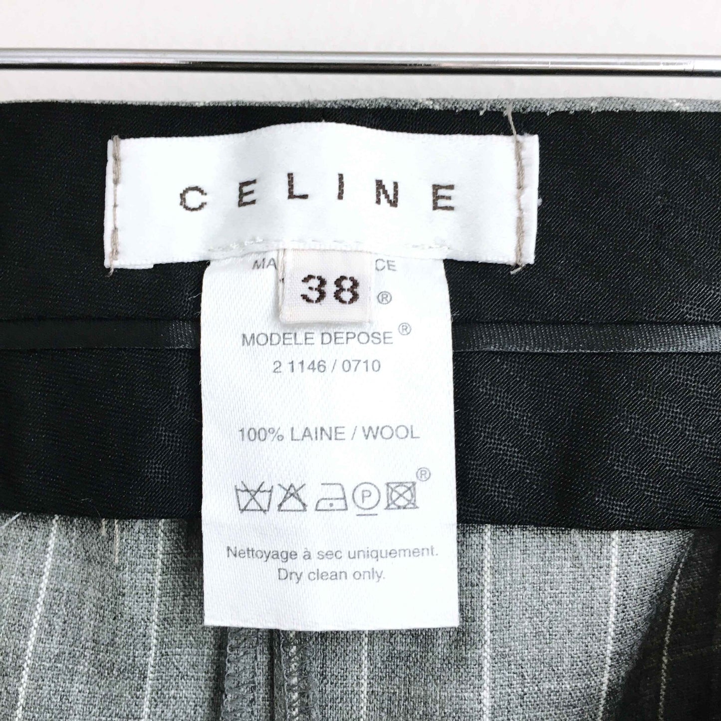 nwt celine high-rise striped wool trouser - size 38