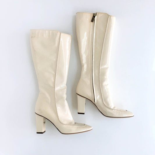 vintage 70's celine patent leather go-go boots - size 37