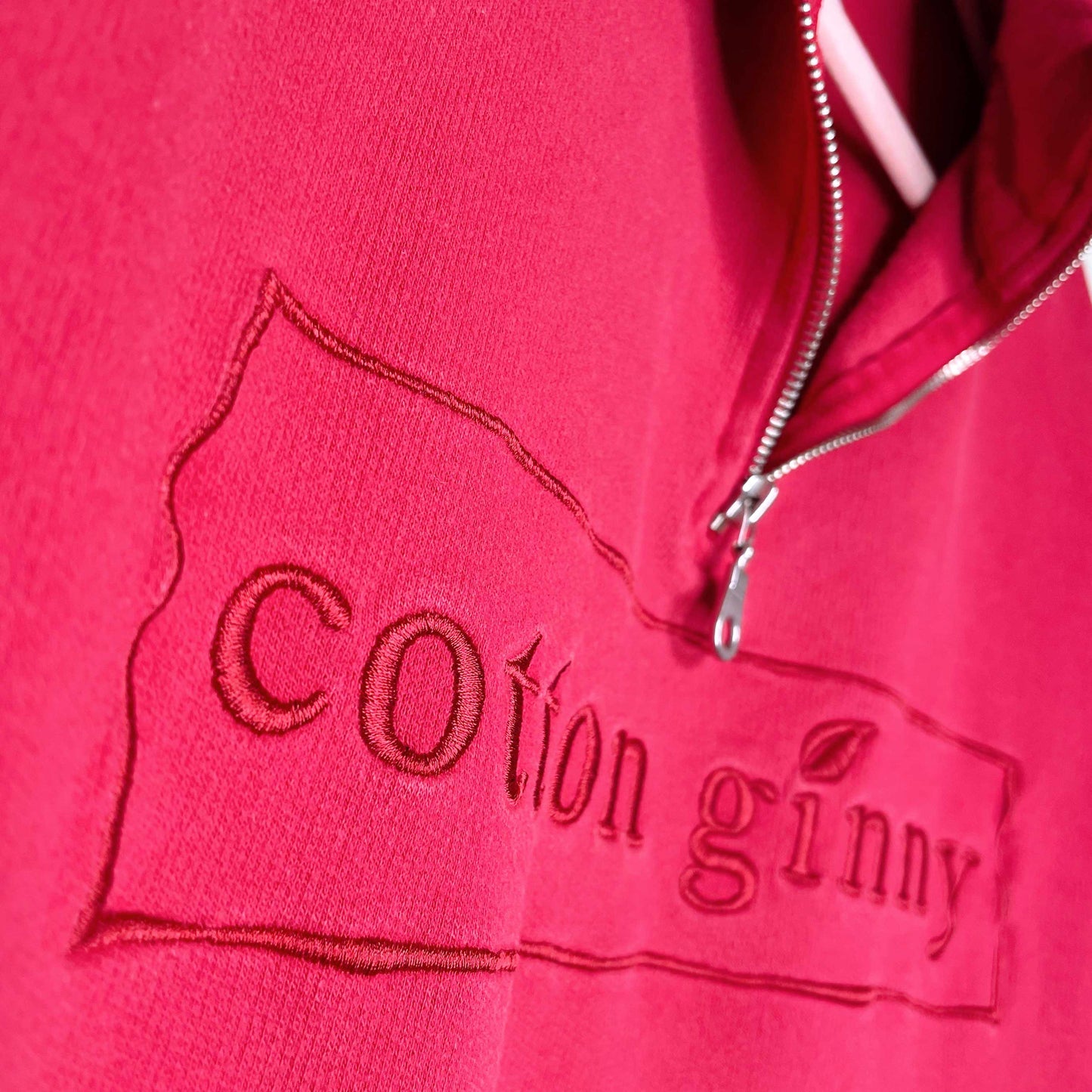 vintage cotton ginny 1/4 zip logo sweatshirt - size small