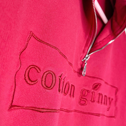 vintage cotton ginny 1/4 zip logo sweatshirt - size small