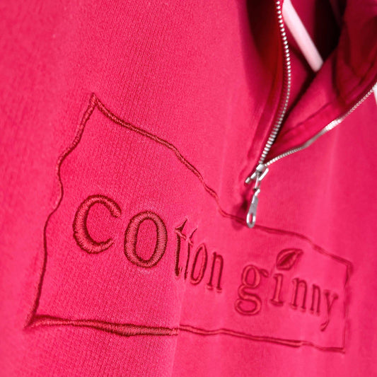 vintage cotton ginny 1/4 zip logo sweatshirt - size small