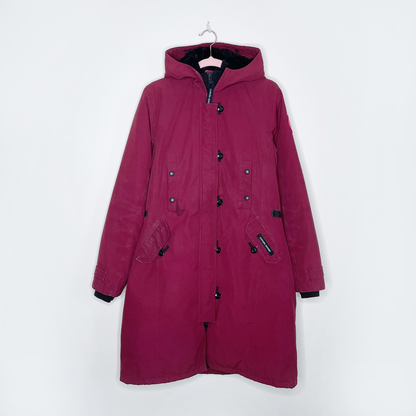canada goose red long down expedition puffer parka - size small