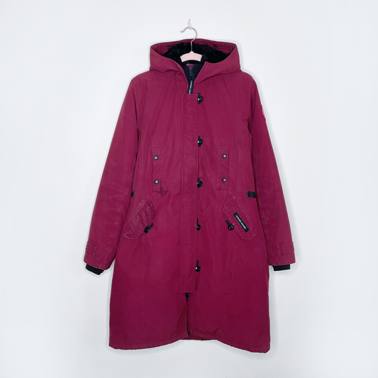 canada goose red long down expedition puffer parka - size small
