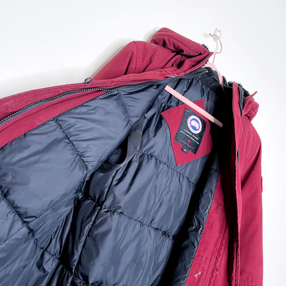 canada goose red long down expedition puffer parka - size small