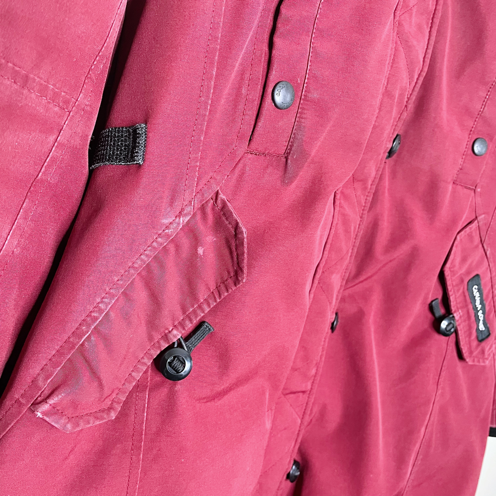 canada goose red long down expedition puffer parka - size small