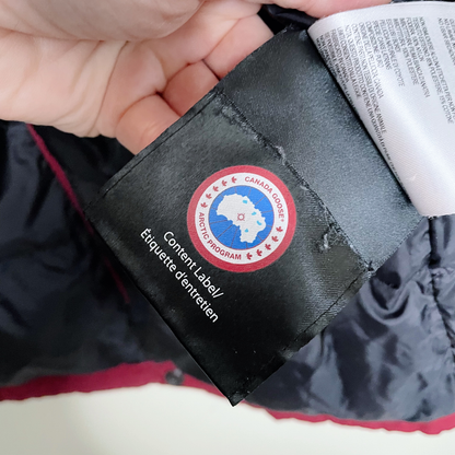 canada goose red long down expedition puffer parka - size small