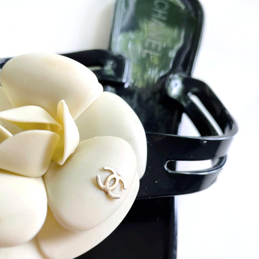 chanel camellia flower thong jelly sandals - size 39