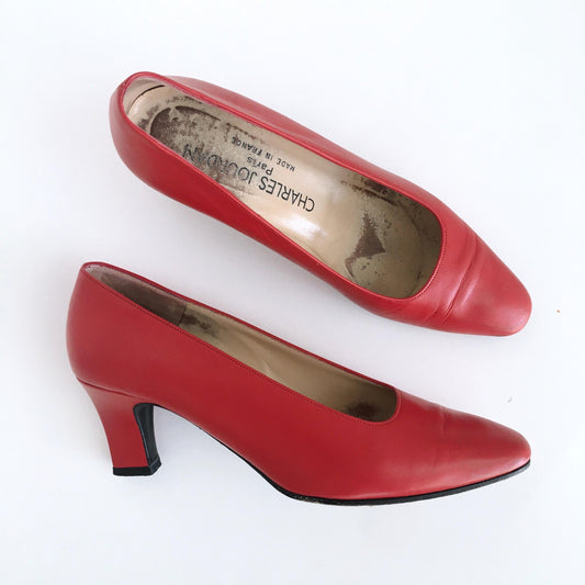 vintage 1980's charles jourdan leather pumps - size 6
