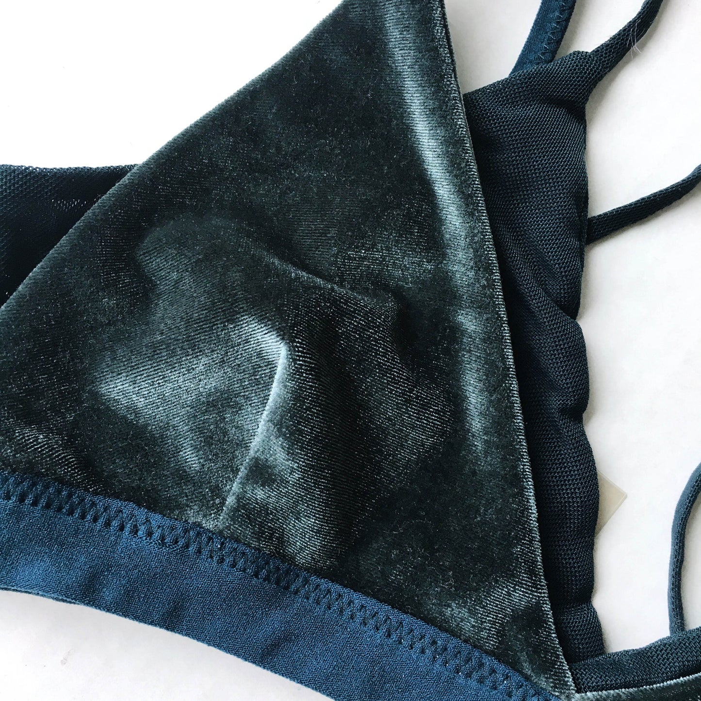 chaser velvet bralette in blue steel - size xs