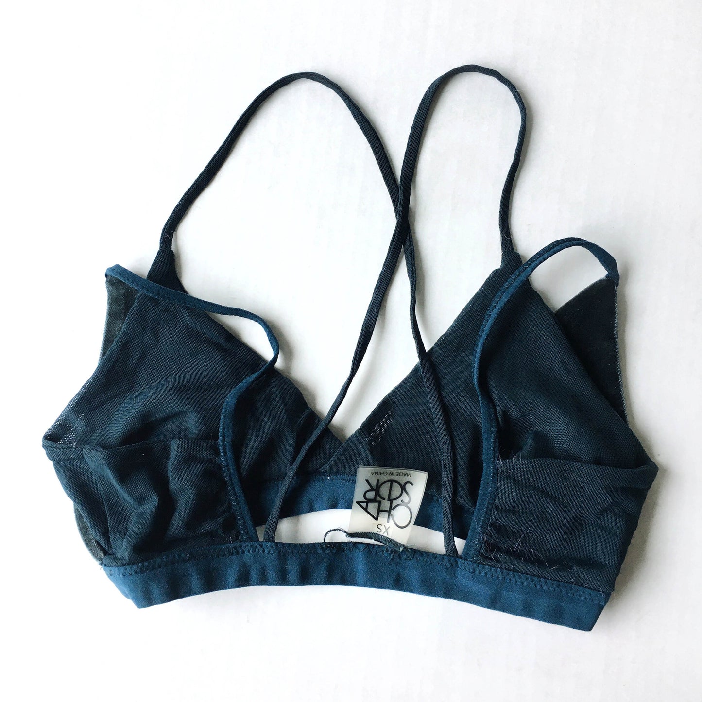 chaser velvet bralette in blue steel - size xs