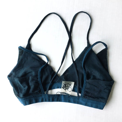 chaser velvet bralette in blue steel - size xs