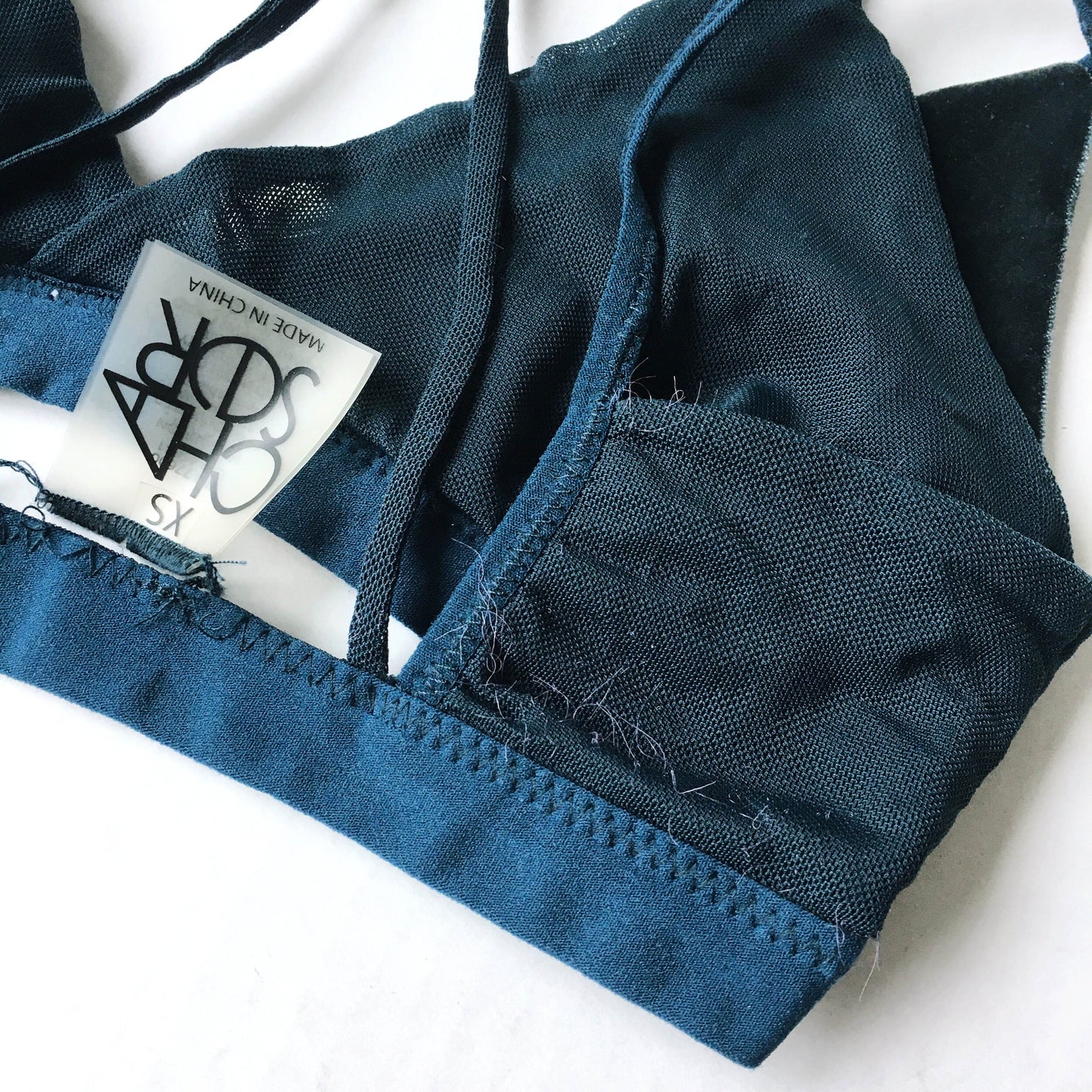 chaser velvet bralette in blue steel - size xs