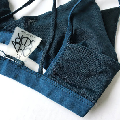 chaser velvet bralette in blue steel - size xs