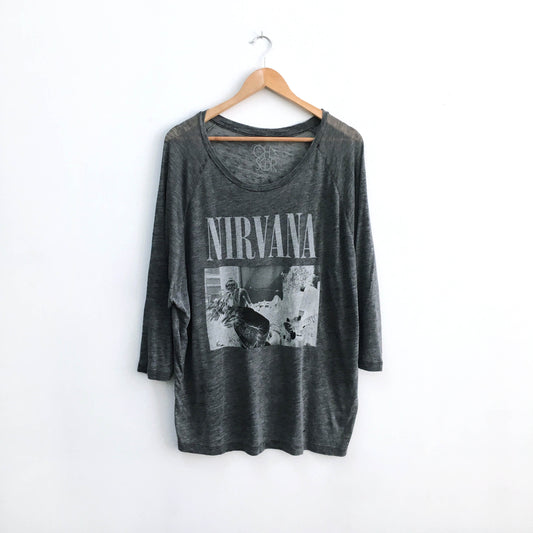Chaser LA Nirvana Slouchy Burnout Tee - size Large