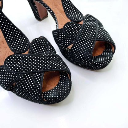 chie mihara polka dot t-strap heels - size 36