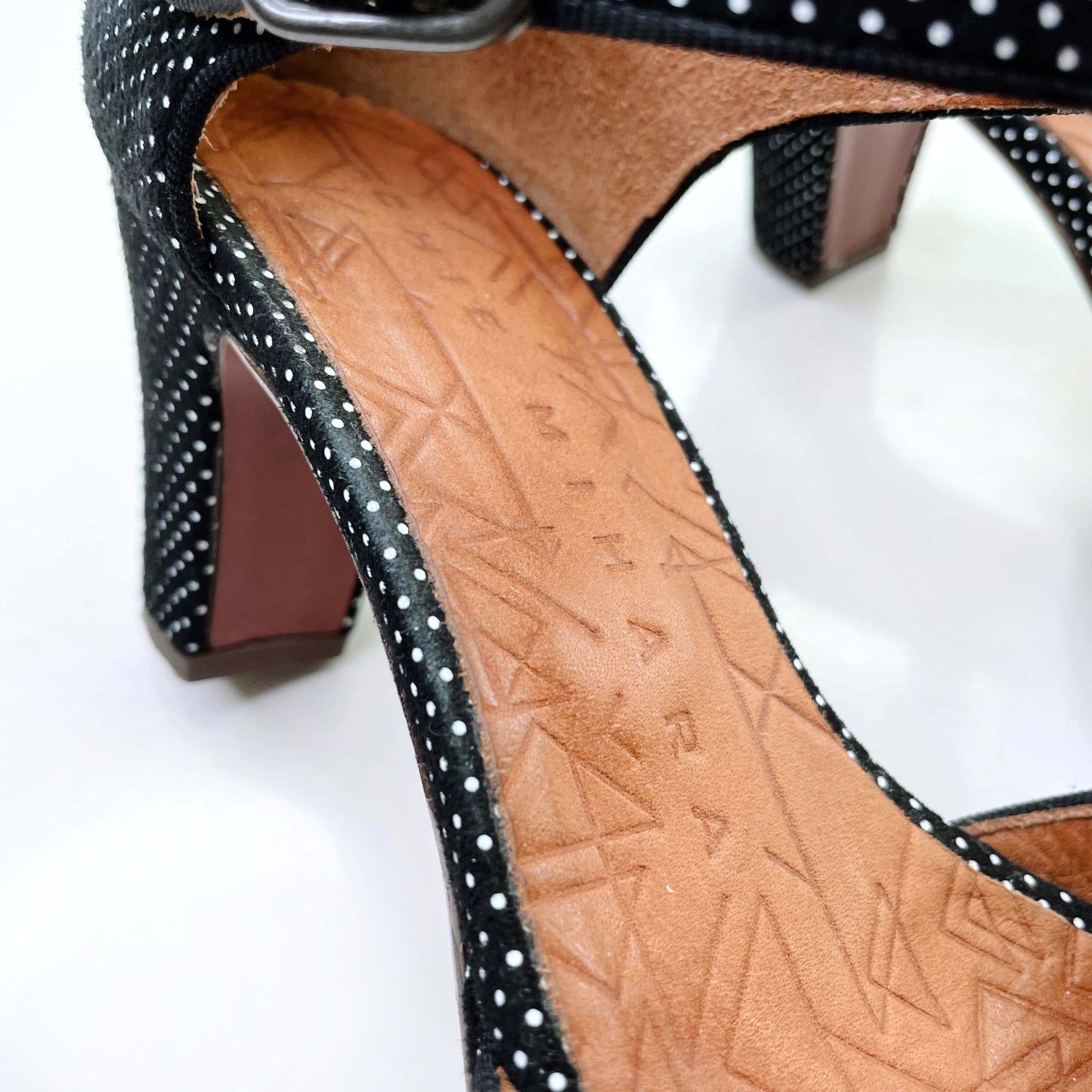chie mihara polka dot t-strap heels - size 36