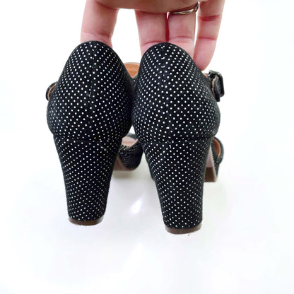 chie mihara polka dot t-strap heels - size 36