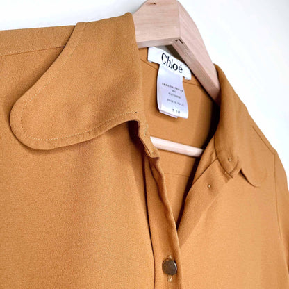 chloé crepe automne gold retro button down blouse - size 38