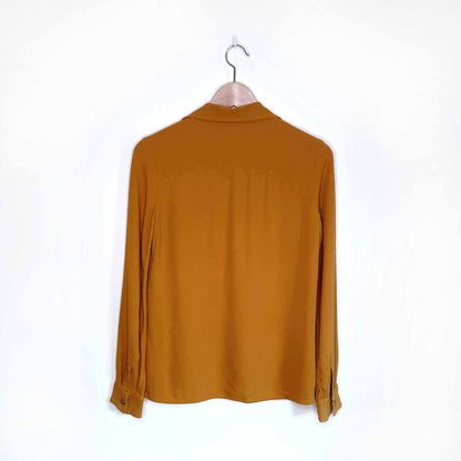 chloé crepe automne gold retro button down blouse - size 38